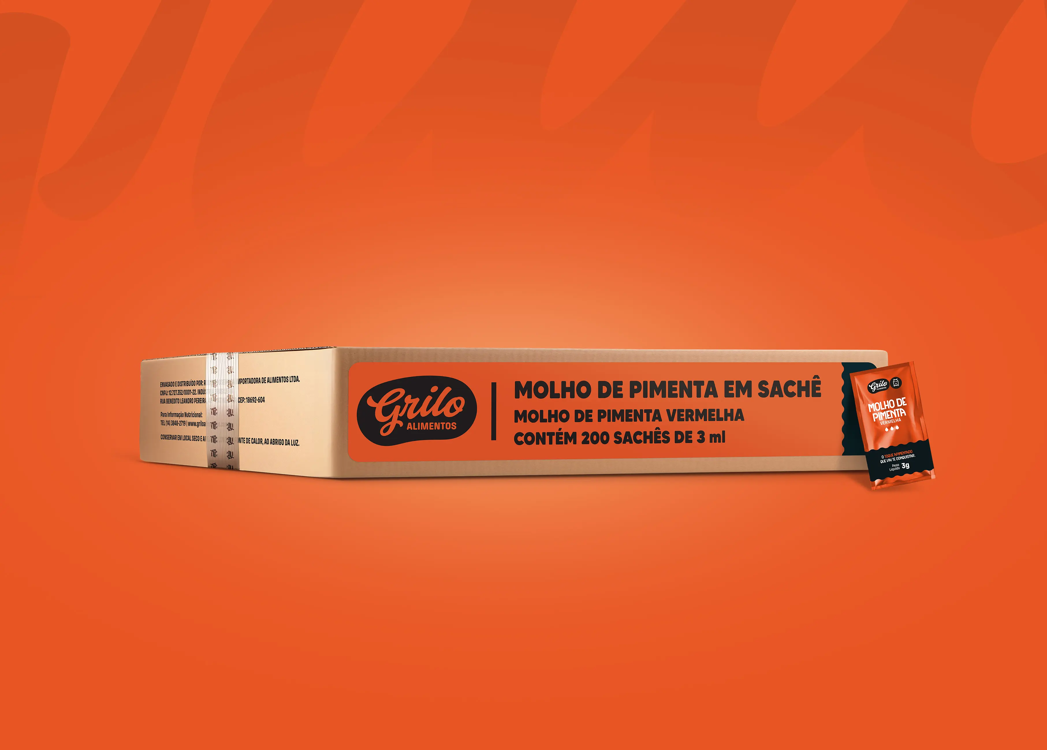 Linha de sachês Grilo: azeite, molho shoyu, molho de pimenta e sal